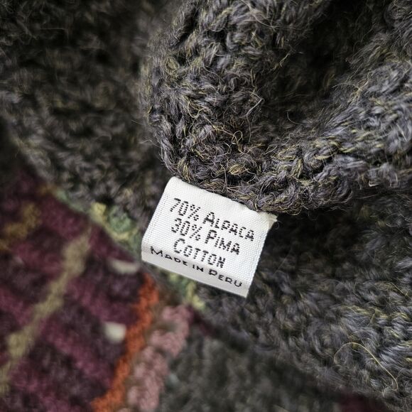 Peruvian Connection Vintage Alpaca Embroidered Autumn Leaf Handknit Sweater - Picture 8 of 10